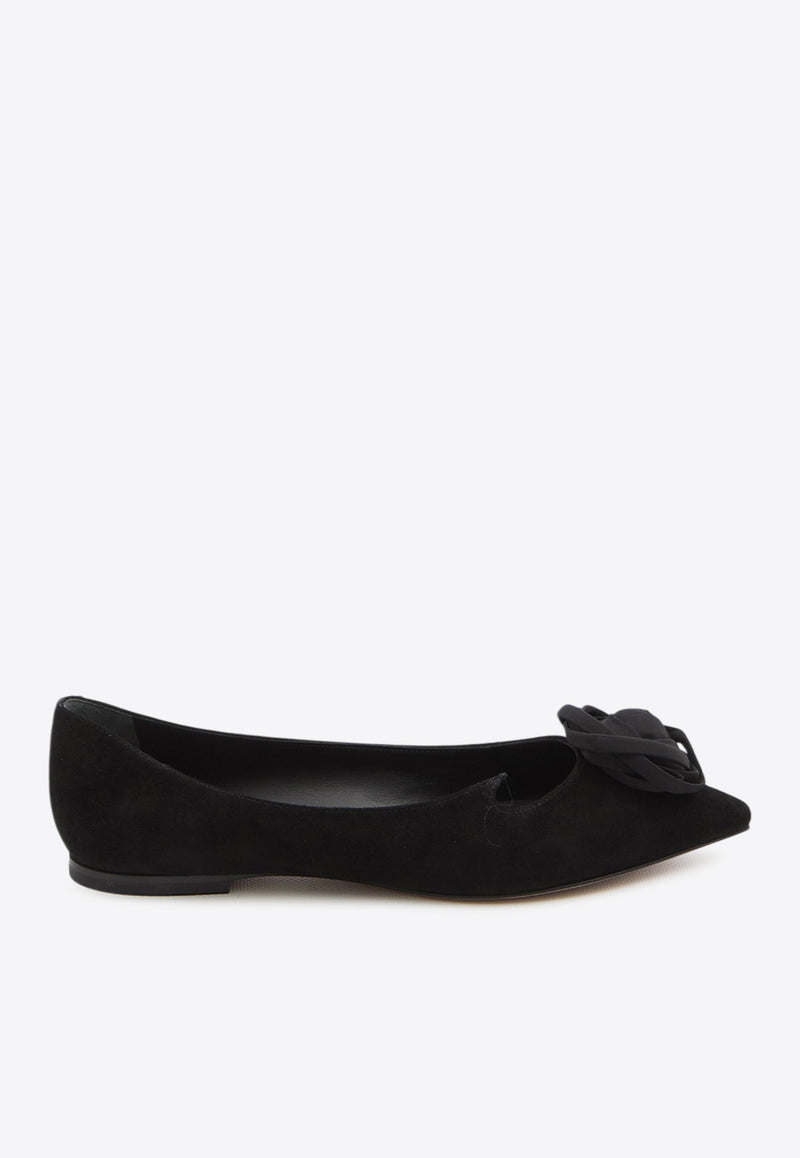 Roger Vivier I Love Vivier Suede Ballet Flats Black RVW50243560-UVN-B999
