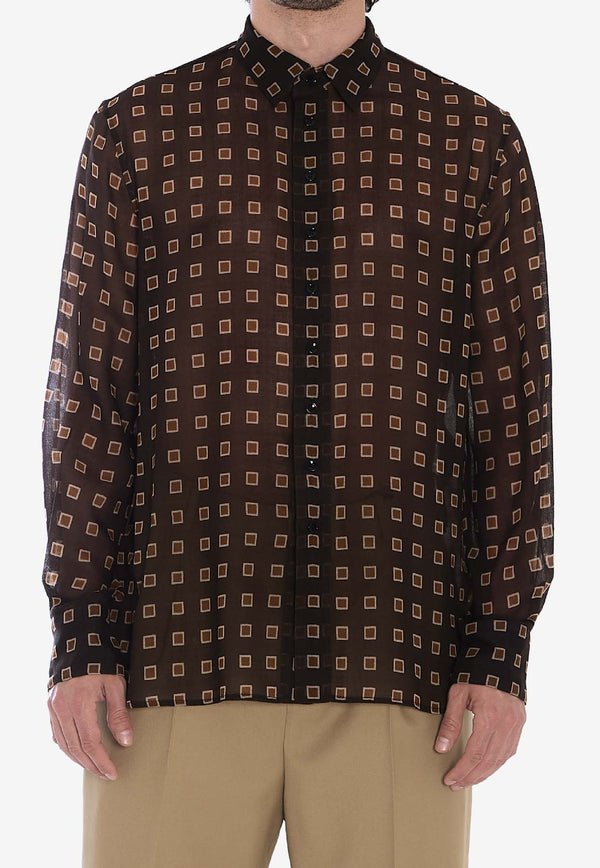 Patterned Semi-Sheer Shirt