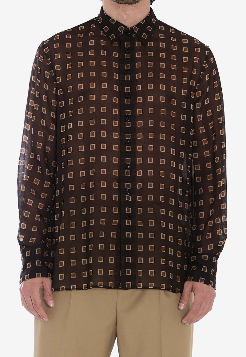 Patterned Semi-Sheer Shirt