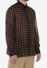 Patterned Semi-Sheer Shirt