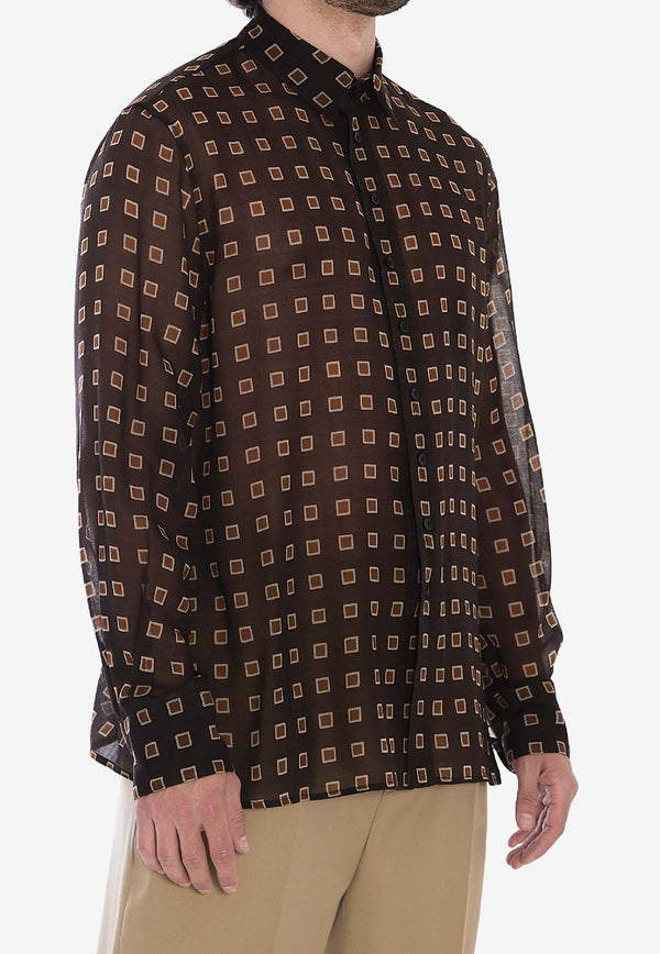 Patterned Semi-Sheer Shirt