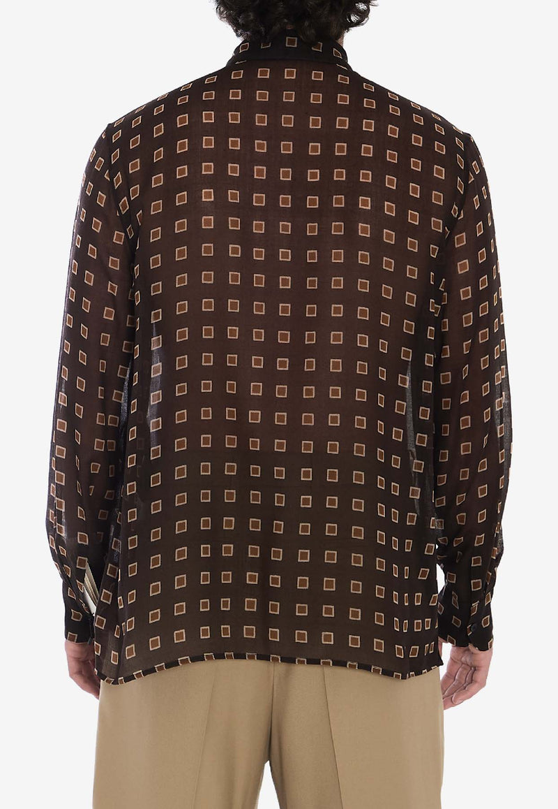 Patterned Semi-Sheer Shirt