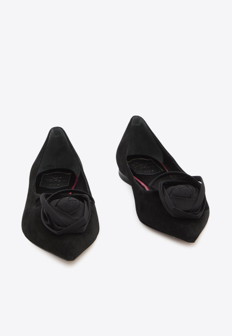 Roger Vivier I Love Vivier Suede Ballet Flats Black RVW50243560-UVN-B999