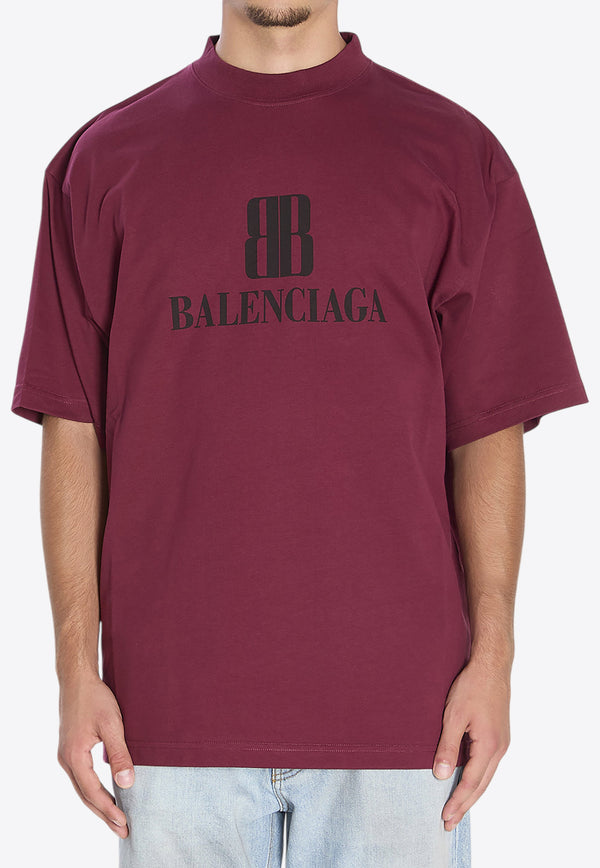 Balenciaga BB Logo Oversized T-shirt Burgundy 764235-TSVU4-4029