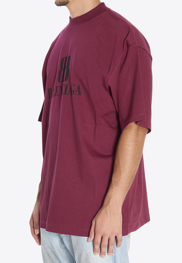 Balenciaga BB Logo Oversized T-shirt Burgundy 764235-TSVU4-4029