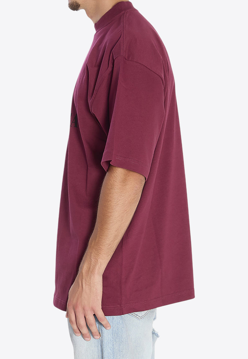 Balenciaga BB Logo Oversized T-shirt Burgundy 764235-TSVU4-4029