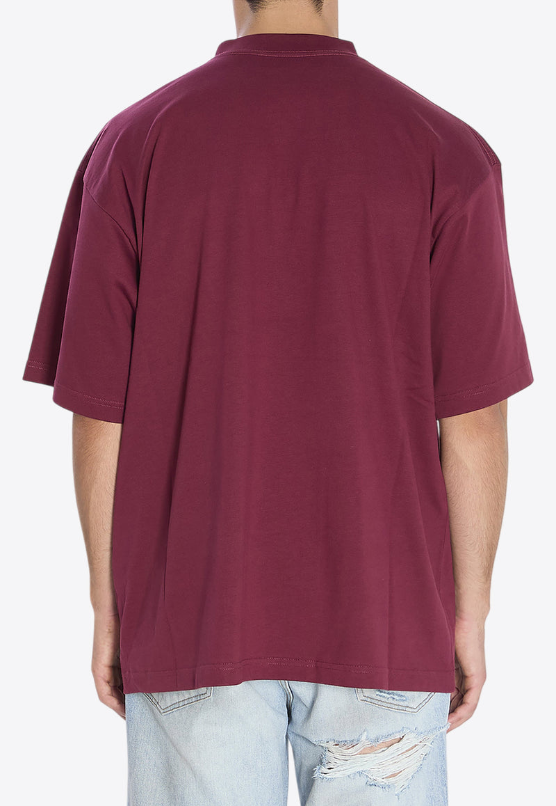 Balenciaga BB Logo Oversized T-shirt Burgundy 764235-TSVU4-4029