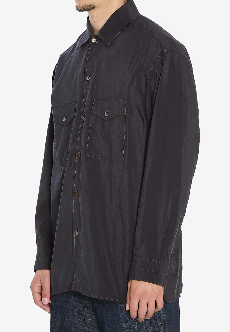 Lemaire Convertible Collar Shirt   Black SH1202-LF1308-BK999