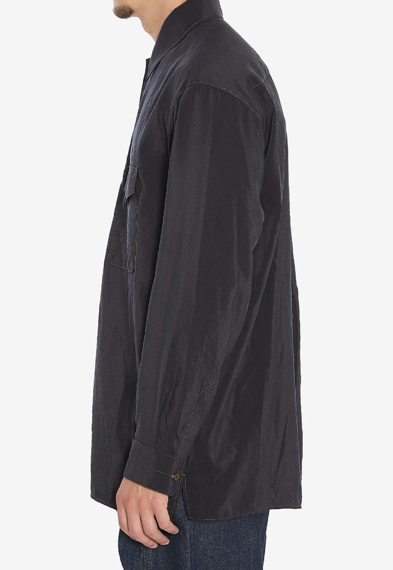 Lemaire Convertible Collar Shirt   Black SH1202-LF1308-BK999