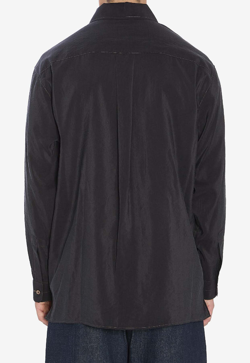 Lemaire Convertible Collar Shirt   Black SH1202-LF1308-BK999