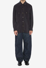 Lemaire Convertible Collar Shirt   Black SH1202-LF1308-BK999