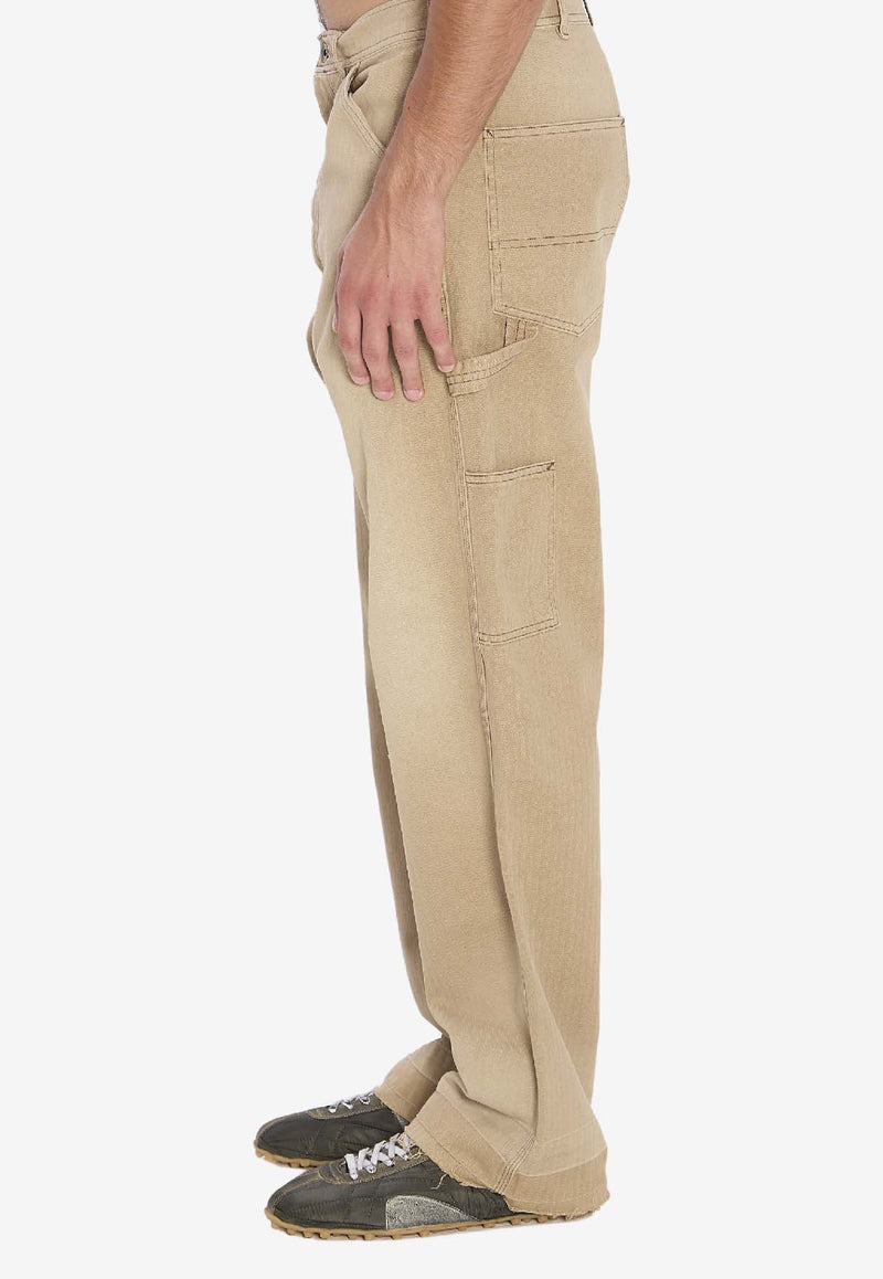 Maison Margiela Washed Straight-Leg Jeans Beige S50LA0242-M30024-964