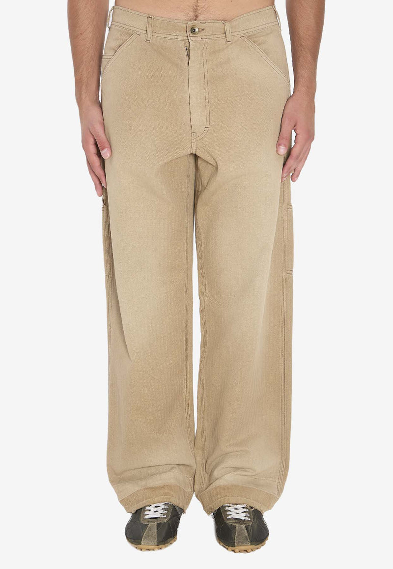 Maison Margiela Washed Straight-Leg Jeans Beige S50LA0242-M30024-964