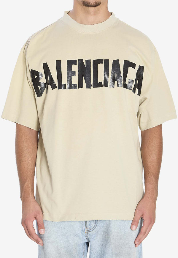 Balenciaga Tape Type Logo T-shirt Beige 764235-TSVK1-9501