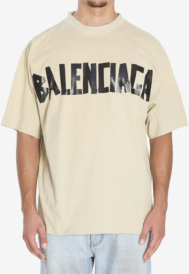 Balenciaga Tape Type Logo T-shirt Beige 764235-TSVK1-9501
