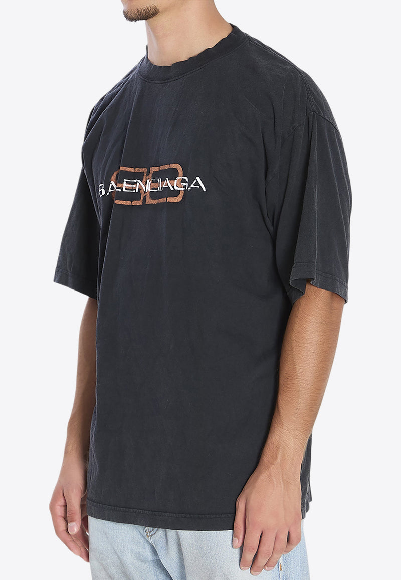 Balenciaga BB Icon Stencil Faded T-shirt Black 764235-TTVD6-1041