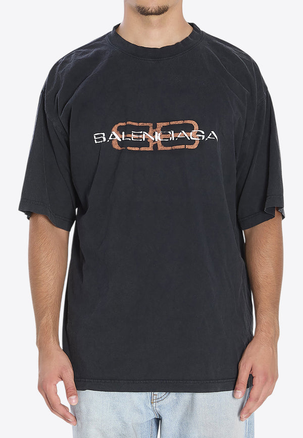 Balenciaga BB Icon Stencil Faded T-shirt Black 764235-TTVD6-1041