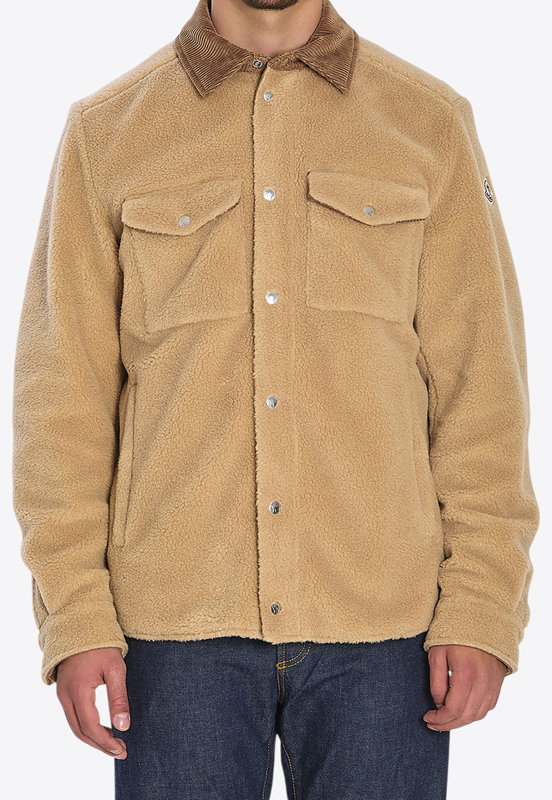 Moncler Teddy Button-Up Overshirt Beige K20912F00025-809BY-20U