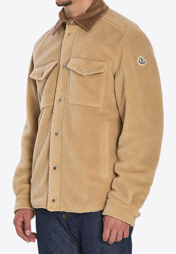 Moncler Teddy Button-Up Overshirt Beige K20912F00025-809BY-20U