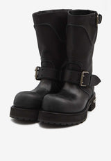 Balenciaga Venom Oversized Mid-Calf Leather Boots  Black 833585-WCAL-1080
