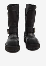 Balenciaga Venom Oversized Mid-Calf Leather Boots  Black 833585-WCAL-1080