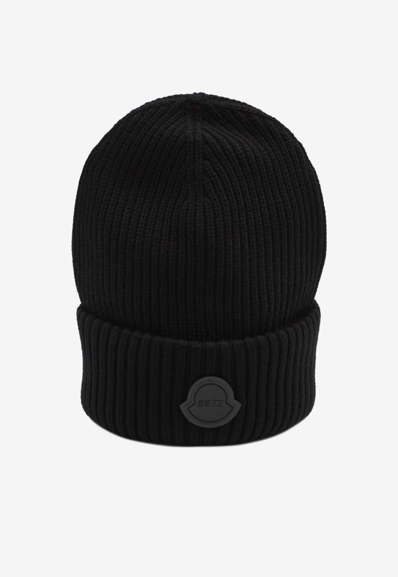 Moncler  X Edward Enninful Logo Patch Ribbed Beanie Black K240333B00002-M6727-999