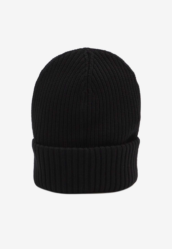 Moncler  X Edward Enninful Logo Patch Ribbed Beanie Black K240333B00002-M6727-999