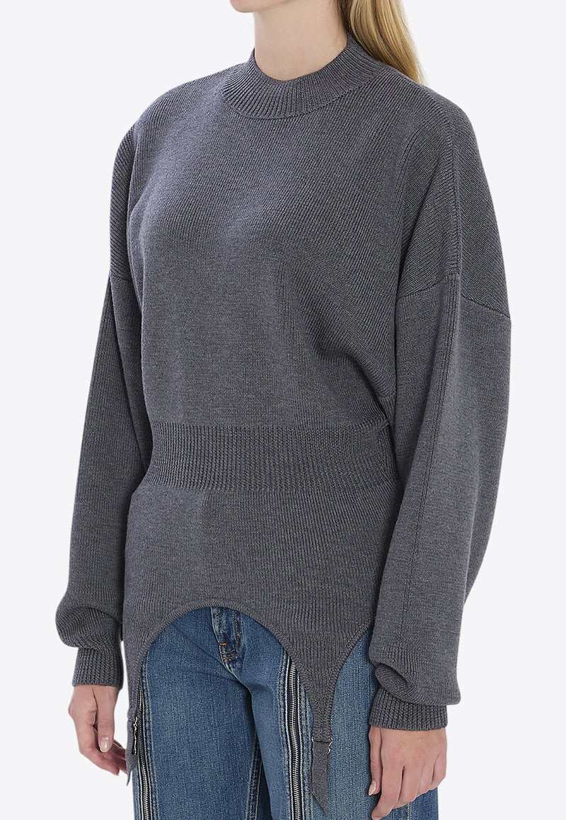 Jean Paul Gaultier Wool Sweater with Garter Gray W-PO032-K016-07