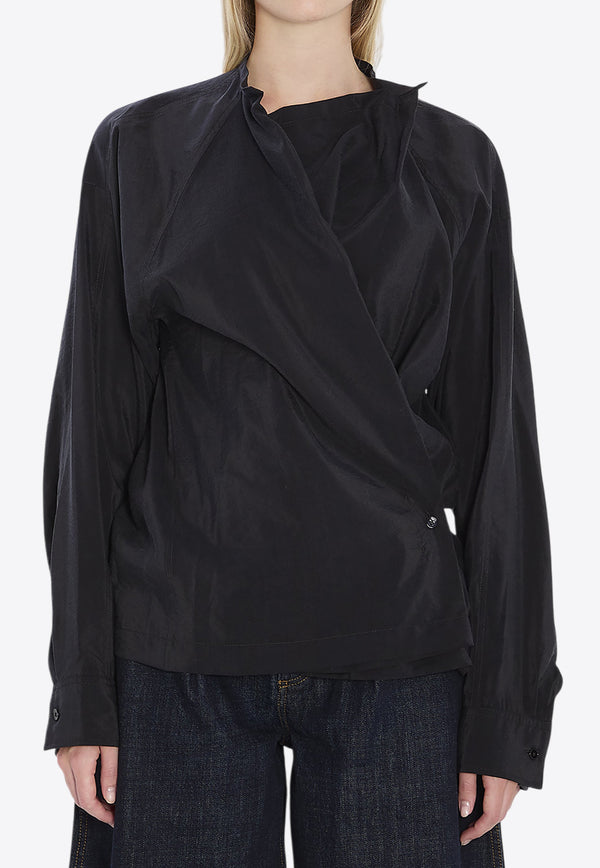 Lemaire Twisted Long-Sleeved Silk Top Black T01081-LF1308-BK999