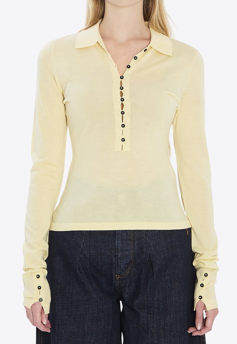 Jacquemus Fine Wool Long-Sleeved Sweater Yellow POW00806A-K00145-205