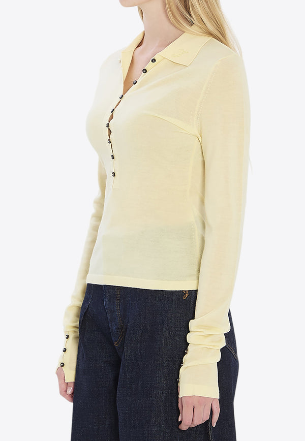 Jacquemus Fine Wool Long-Sleeved Sweater Yellow POW00806A-K00145-205
