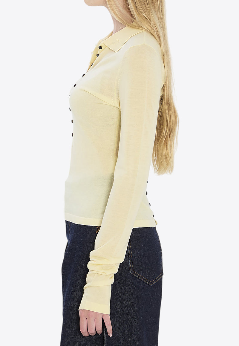 Jacquemus Fine Wool Long-Sleeved Sweater Yellow POW00806A-K00145-205