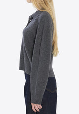 Loulou de Saison Cashmere Polo Sweater Gray HOMERE--ANTHRACITE