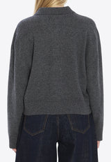Loulou de Saison Cashmere Polo Sweater Gray HOMERE--ANTHRACITE