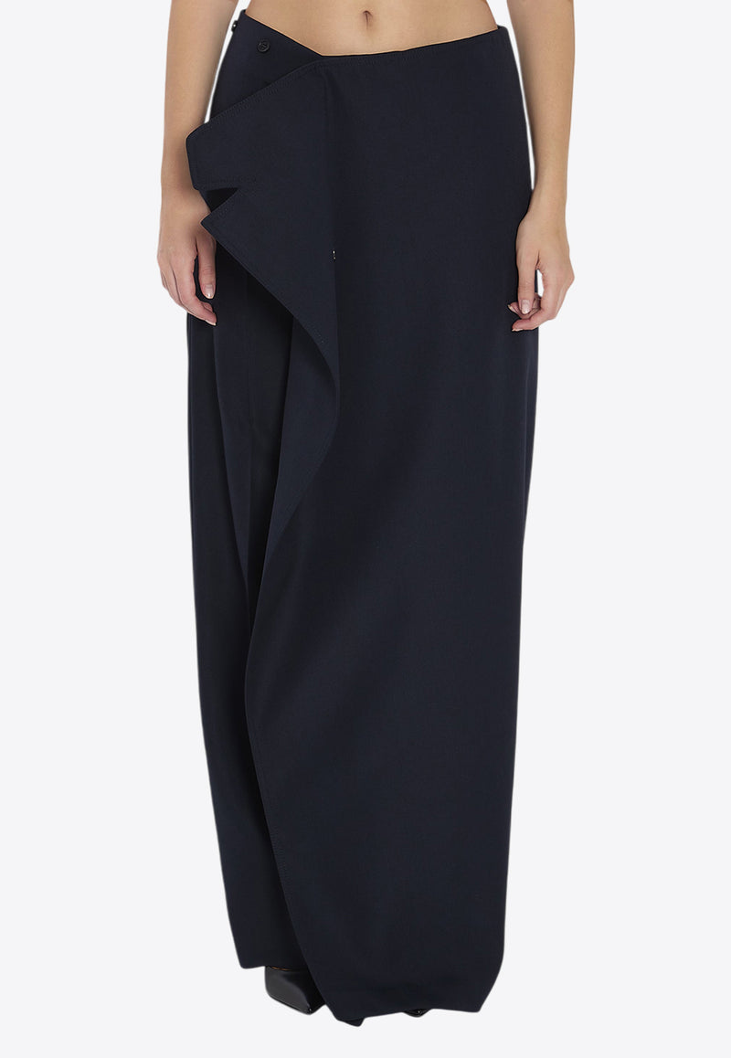 Jean Paul Gaultier Skirt-Overlay Wool-Blend Pants Blue W-TR035-W040-59