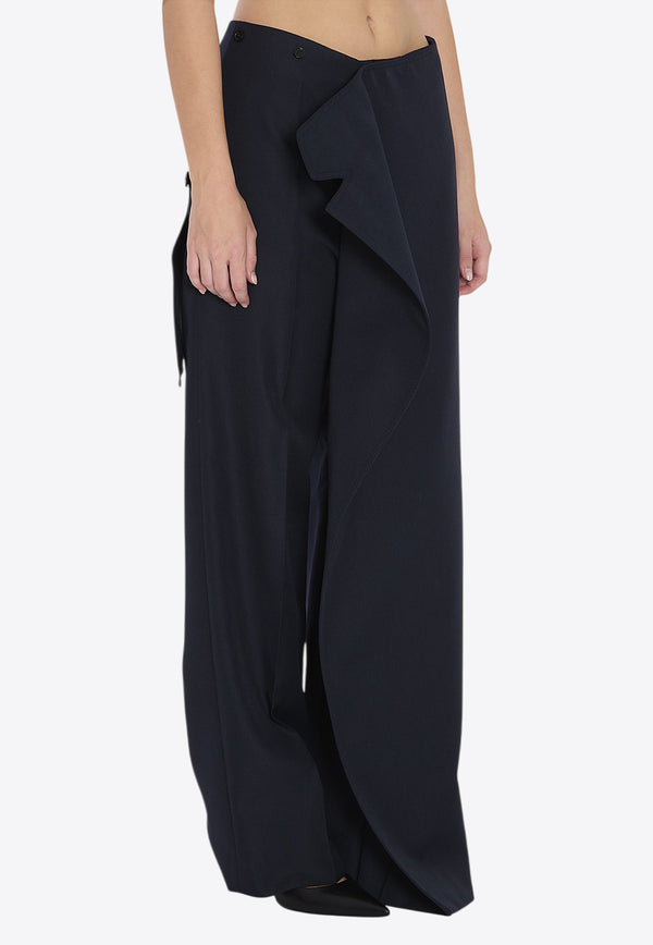 Jean Paul Gaultier Skirt-Overlay Wool-Blend Pants Blue W-TR035-W040-59