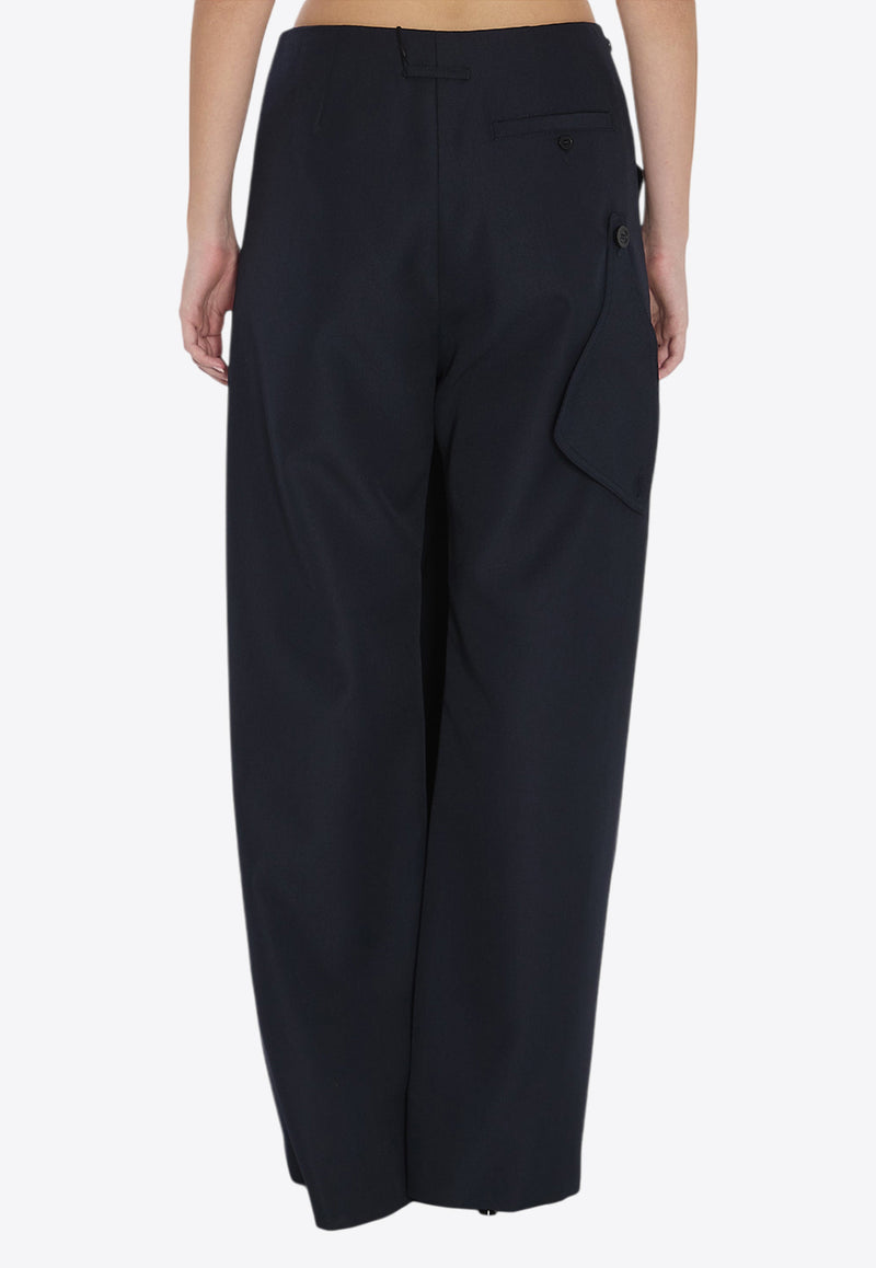 Jean Paul Gaultier Skirt-Overlay Wool-Blend Pants Blue W-TR035-W040-59