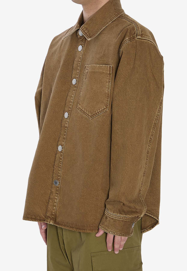 AMI PARIS Ami De Coeur Long-Sleeved Shirt Brown UJK788-DE0112-216