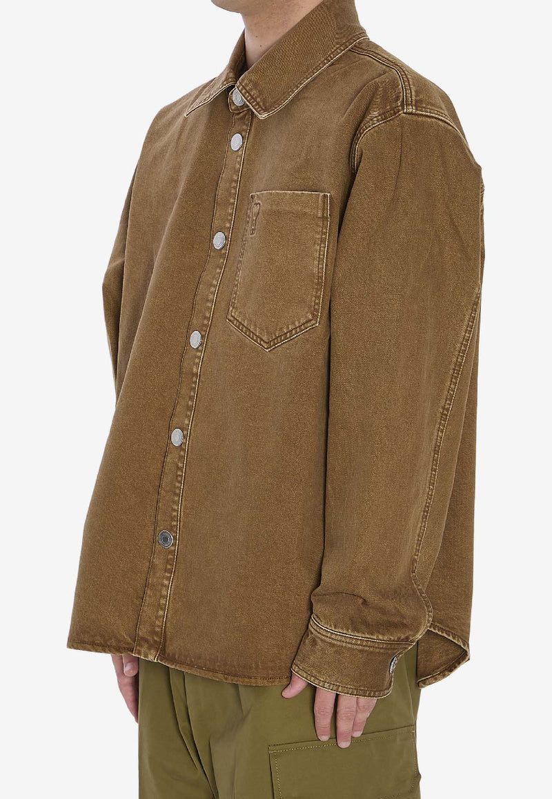 AMI PARIS Ami De Coeur Long-Sleeved Shirt Brown UJK788-DE0112-216