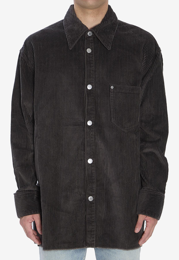 AMI PARIS Corduroy Velvet Overshirt Gray USH793-CO0131-020