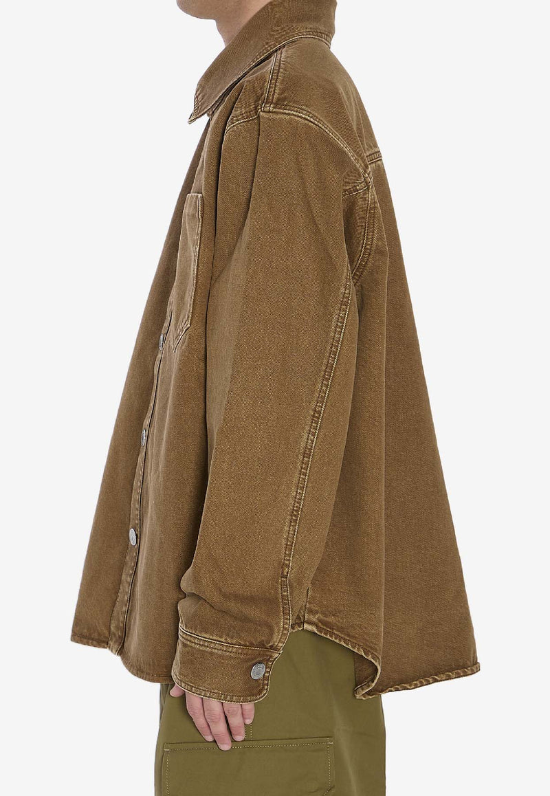 AMI PARIS Ami De Coeur Long-Sleeved Shirt Brown UJK788-DE0112-216