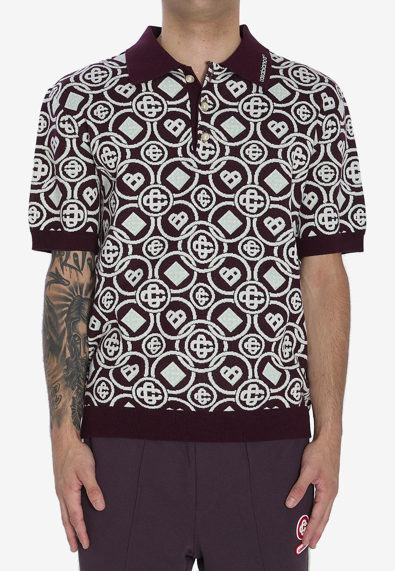 Casablanca Monogram Knit Short-Sleeved Polo T-shirt Multicolor AW25KW1092--01