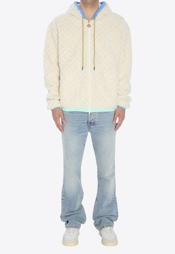 Casablanca Teddy-Effect Zip-Up Jacket Cream MPF25JTP37301--WHITE