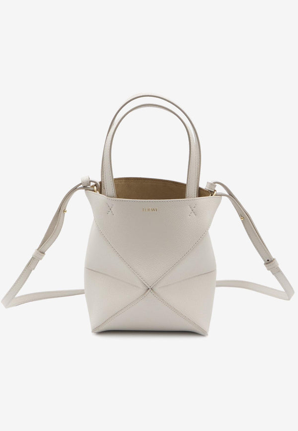 Loewe Mini Puzzle Fold Grained Leather Top Handle Bag Cream A779V25X19--1769