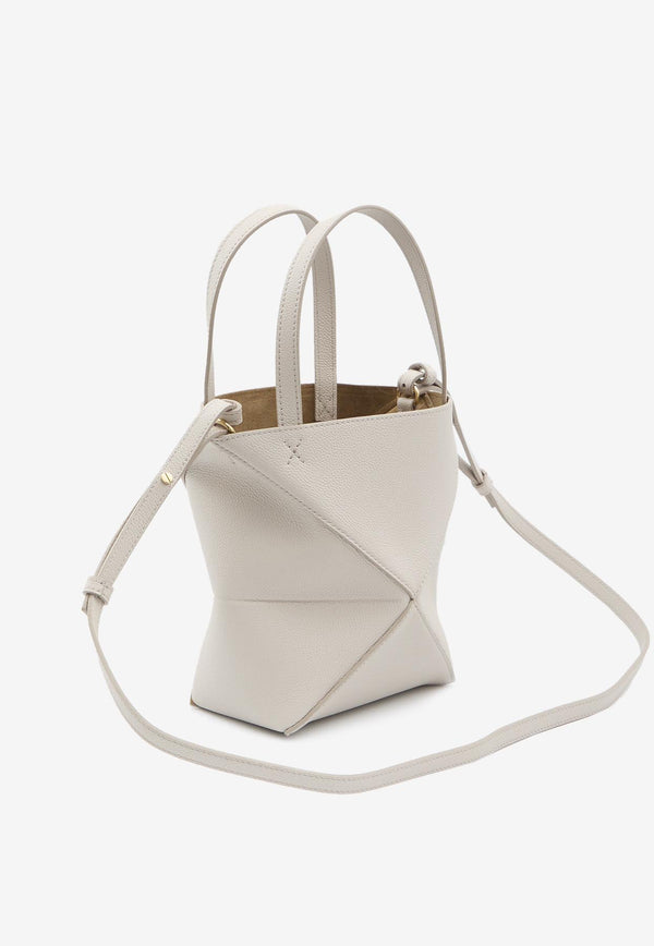 Loewe Mini Puzzle Fold Grained Leather Top Handle Bag Cream A779V25X19--1769