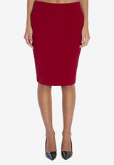 Saint Laurent Pencil Midi Skirt Red 852654-Y5J19-6054