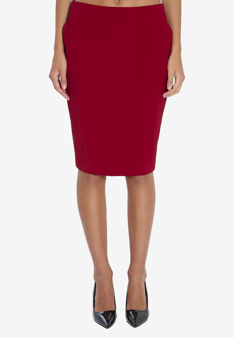 Saint Laurent Pencil Midi Skirt Red 852654-Y5J19-6054