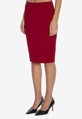 Saint Laurent Pencil Midi Skirt Red 852654-Y5J19-6054