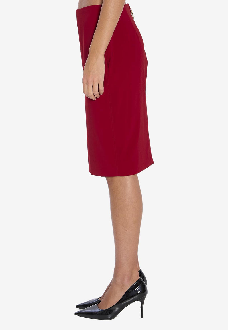 Saint Laurent Pencil Midi Skirt Red 852654-Y5J19-6054
