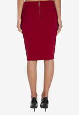 Saint Laurent Pencil Midi Skirt Red 852654-Y5J19-6054